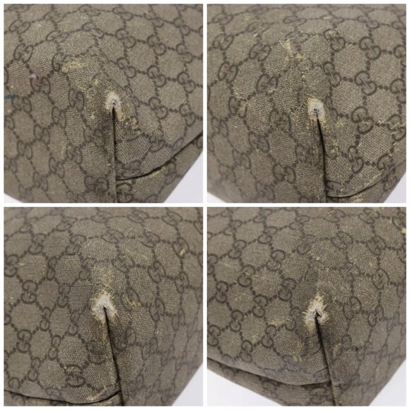 GUCCI GG Supreme Web Sherry Line Tote Bag PVC Beige Red 211134 Auth gh538 - Picture 15 of 16